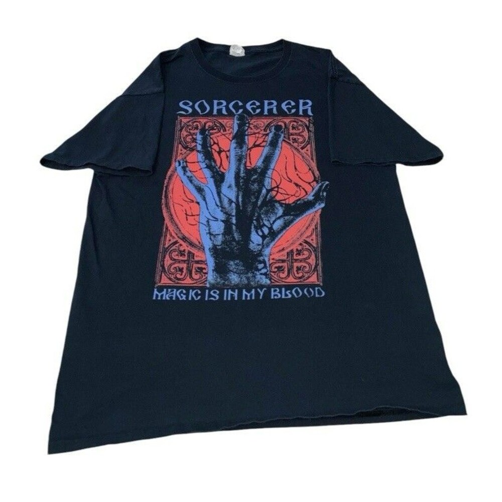 Dungeons and Dragons Tee Men's Medium Sorcerer Wizard Magic Gaming Black DnD